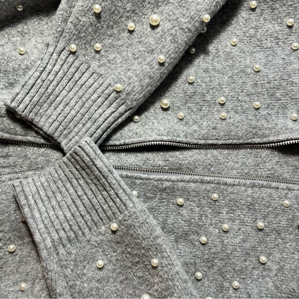 Nine West Gray Cardigan with Pearl Accents - Picture 4 of 5